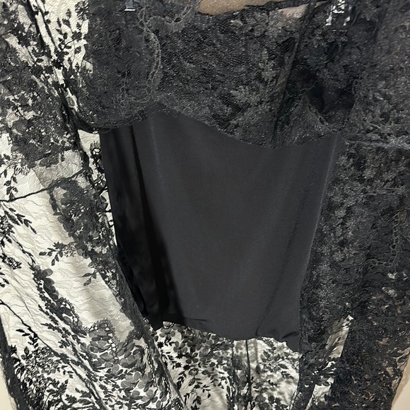 Dress The Population Black Lace Two Piece Lace Crop Top & Midi Skirt Size Small - Picture 7 of 16